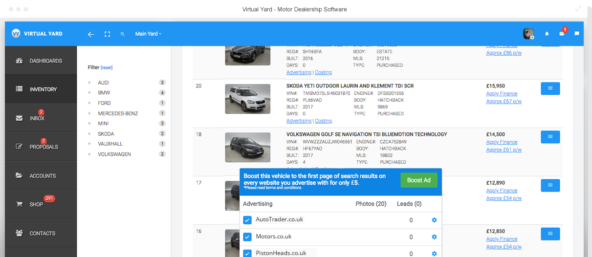 Virtual Yard Used Car Dealership Software, Motor Dealership Software, Car Dealership Software